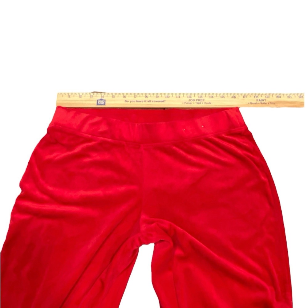 Juicy Couture Velour‎ Red LARGE Rhinestone Spell-out Sweatpants Flare Leg Y2k - Picture 9 of 9